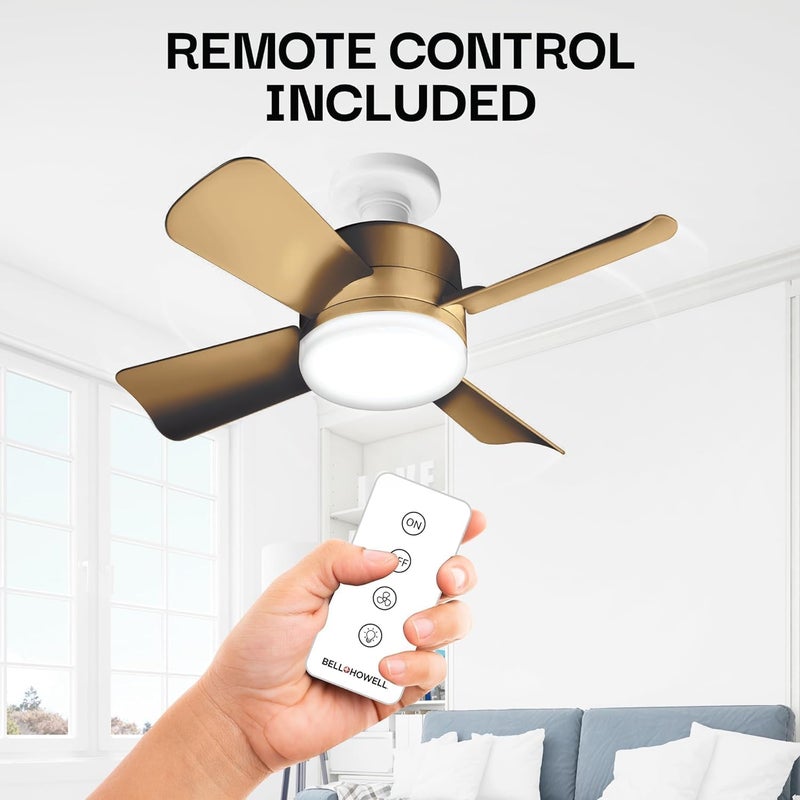 BELLHOWELL مروحة سقف Socket Breeze Cool Light Deluxe Bronze – مروحات سقف مع أضواء LED وجهاز تحكم عن بعد، بديل لمصباح الإضاءة - غرفة النوم، المطبخ، غرفة المعيشة، 1000 لومن / 5000 كلفن - Image 3